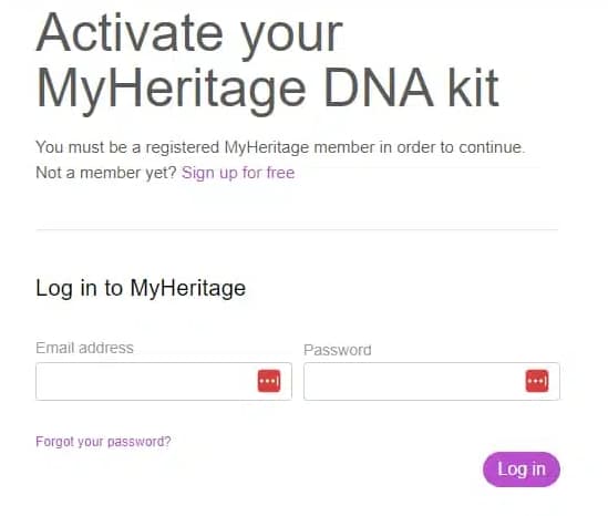 Activate My DNA Kit on MyHeritage