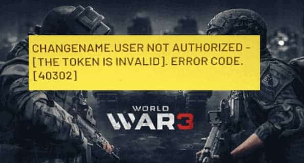 World War 3 Error Code 40302